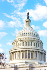 Fototapeta na wymiar The dome of US Capitol building in Washington DC