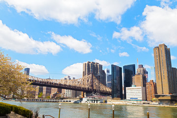 A view on Manhattan from the East River in spring.
