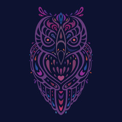 Decorative Owl. Ethnic pattern.