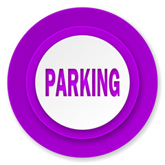 parking icon, violet button