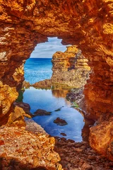 Stof per meter zeegezicht, landschap en skyline van de Great Ocean Road, Australië © zhu difeng