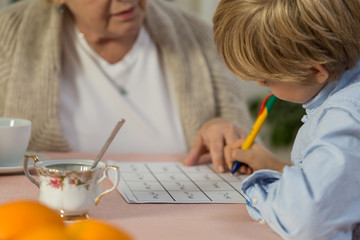 Schoolchild doing math