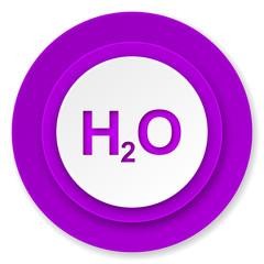 water icon, violet button, h2o sign