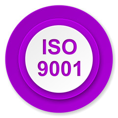 iso 9001 icon, violet button