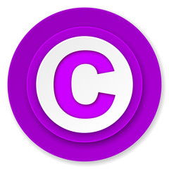 copyright icon, violet button