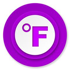 fahrenheit icon, violet button, temperature unit sign