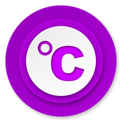 celsius icon, violet button, temperature unit sign