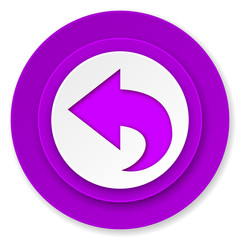 back icon, violet button, arrow sign