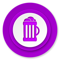 beer icon, violet button, mug sign