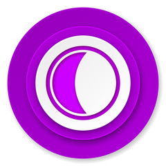moon icon, violet button, sleep sign
