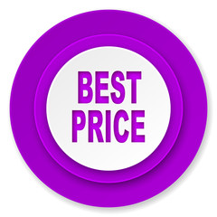best price icon, violet button
