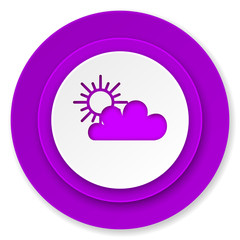 cloud icon, violet button, waether forecast sign