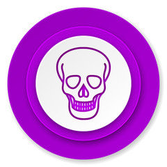 skull icon, violet button, death sign