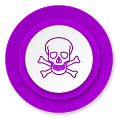 skull icon, violet button, death sign