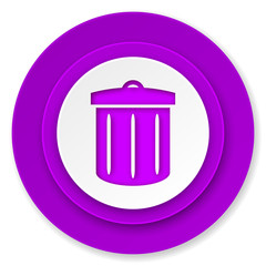 recycle icon, violet button, recycle bin sign