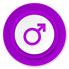 male icon, violet button, male gender sign