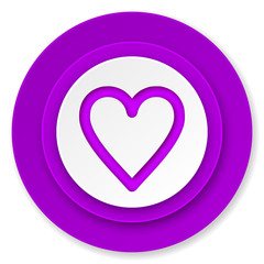 heart icon, violet button, love sign