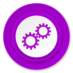 gears icon, violet button, options sign