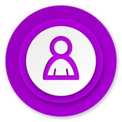 person icon, violet button