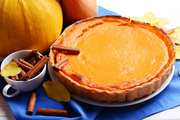 Composition of homemade pumpkin pie