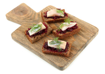 Canape herring with beets