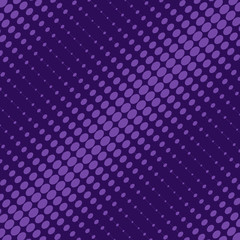Diagonal halftone of purple oval dots on a purple background