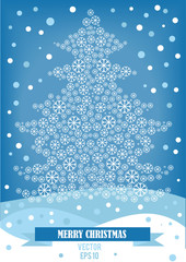 Fototapeta na wymiar vector illustration of christmas snowflakes tree