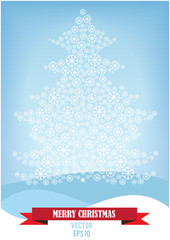 color vector illustration of snowflakes tree