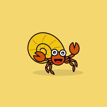 cute hermit crab cartoon.