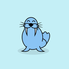 Cute walrus cartoon.
