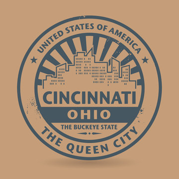 Grunge rubber stamp with name of Cincinnati, Ohio