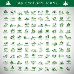 Ecology Icons Set - Isolated On Gray Background