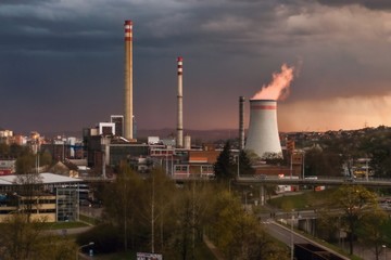 Fototapeta na wymiar Zlin panorama with chimneys