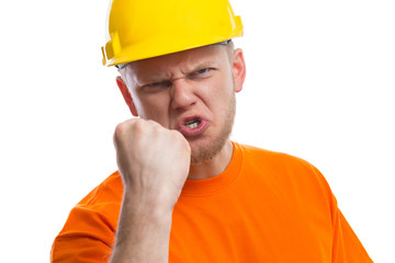 Angry construction worker.