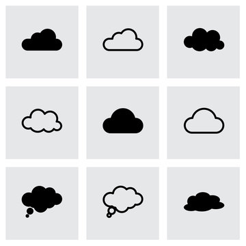 Vector black clouds  icons set