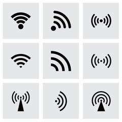 Vector black wireless icon set - 73403946