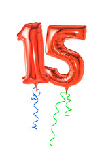 Rote Luftballons mit Geschenkband - Nummer 15