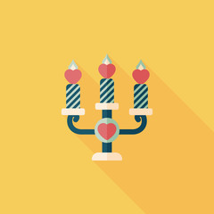 Valentine's Day candle flat icon with long shadow,eps10
