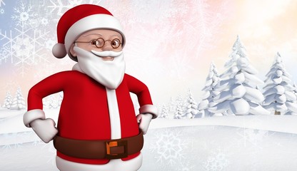 Composite image of cute cartoon santa claus