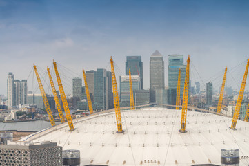 Stunning Canary Wharf financial district skyline in London