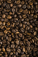 Fresh coffee beans background macro