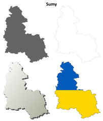 Sumy blank outline map set