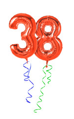 Rote Luftballons mit Geschenkband - Nummer 38