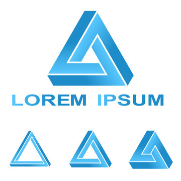 Blue Penrose triangle logo design set