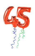 Rote Luftballons mit Geschenkband - Nummer 45