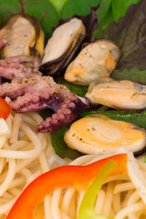 Tasty italian pasta with seafood