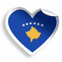 Heart sticker with flag of Kosovo isolated on white