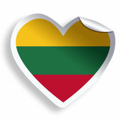 Heart sticker with flag of Lithuania isolated on white