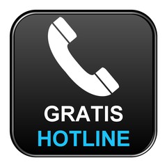 Schwarzer Button: Gratis Hotline
