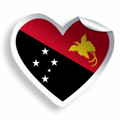 Heart sticker with flag of Papua New Guinea isolated on white